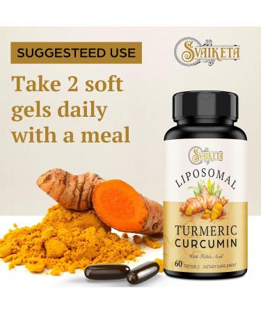 Liposomal Turmeric Curcumin Supplement 2000mg 95% Standardized Curcuminoid Extract & Organic Root Powder with Piperine Black Pepper Fruit (15mg) 60 softgels 60 Count (Pack of 1) - Buy Online on GoSupps.com