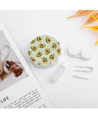 Avocados with Hula Hoops Round Contact Lens Case Print Portable Contact Lens Box Kit with Mirror Cute - Buy Online on GoSupps.com