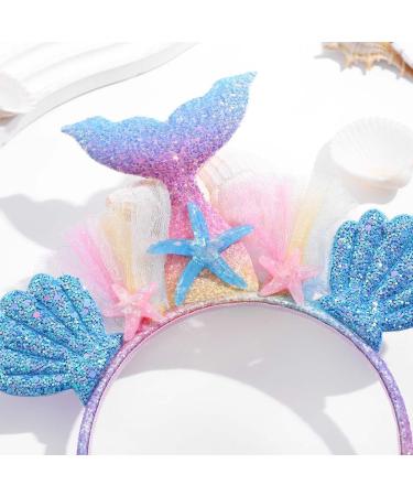 IYOU Sequin Mermaid Headband Blue Starfish Hair Hoop Shell Party Costume Hair Accessories for Women and Girls - Buy Online on GoSupps.com