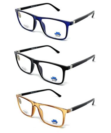 Blue light filter reading glasses anti blue light.Computer glasses Triple Tr90 Ultraliche Professional for men women gamer glasses Venice +1.00 Pack 3