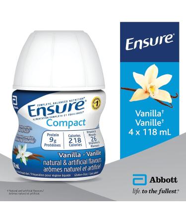 Ensure Compact Complete Balanced Nutrition In Half The Size Vanilla 4x118 mL 9g Protein Drink Vanilla 118 ml (Pack of 4) - Buy Online on GoSupps.com