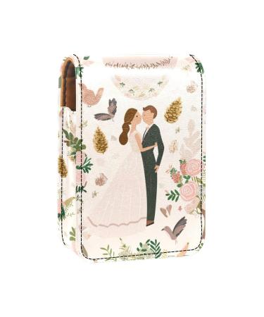 Travel Lipstick Organizer Case Lipstick Case Portable Makeup Bag With Mirror Cake and Bird Pink X904x1wiuz