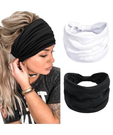 Headbands for Women 7'' Extra Wide Head Bands Non Slip Boho Women s Hair Band Fashion Knotted Workout Yoga Turban Head Wraps African Hair Accessories Color 3