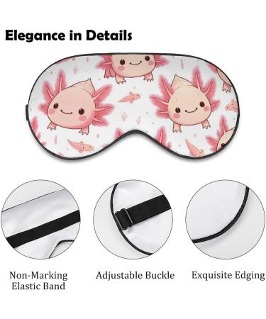 Soft Blackout Eye Mask for Sleeping - Adjustable Cartoon Axolotl Pink Sleep Mask for Women | Travel-Friendly No Pressure Design - Buy Online on GoSupps.com