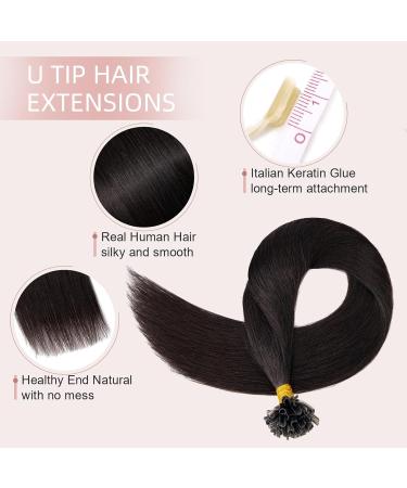 Silk-co Silk-co Pre Bonded Human Hair Extensions U tip Real Remy Hair 1g/s 100 Strands Keratin Nail Tip 18inch #1B Natural Black 18"-100g #1B Natural Black - Buy Online on GoSupps.com