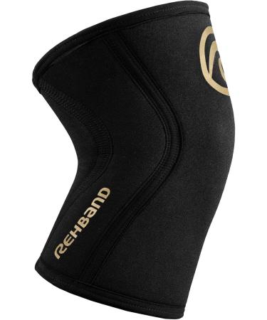 Rehband Knee Support - 5mm Neoprene Strength Sports Bandage for CrossFit & Heavy Training | Unisex | Available in Gold/Black & Multiple Sizes - Buy Online on GoSupps.com