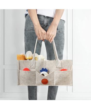 Large Khaki Diaper Caddy Organizer for Changing Table - Nursery Storage Bin Basket with Handle - Felt Diaper Holder Suitable for Indoor Outdoor - Buy Online on GoSupps.com