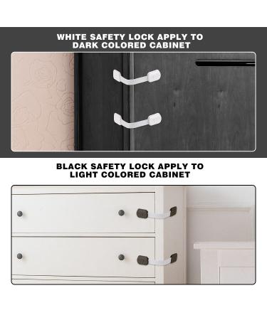 Child Safety Cabinet Locks - Baby Proofing Latches for Cabinets, Drawers, Cupboards, Fridge, Toilet - 8 Pack White & Black - Buy Online on GoSupps.com