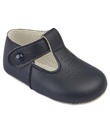 Baypods Baby Boys Traditional T bar pram Shoes Early Days 0-3 Months Navy Blue