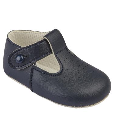 Baypods Baby Boys Traditional T bar pram Shoes Early Days 6-12 Months Navy Blue