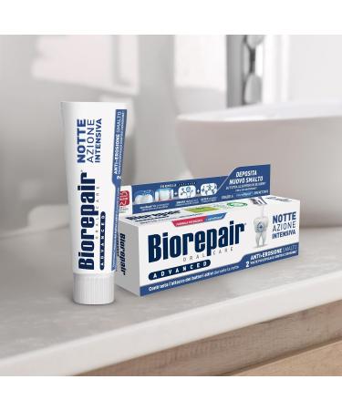  Biorepair Biorepair Advanced Toothpaste Intensive Night Anti-Erosion 3 x 75ml packs protects and repairs tooth enamel antibacterial with microrepair zinc PCA and xylitol for fresh breath - Buy Online on GoSupps.com