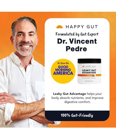 HAPPY GUT Leaky Gut Advantage - Doctor-Formulated Supplement for Discomfort - L-Glutamine N-Acetyl-D-Glucosamine Aloe Vera DGL Zinc - Vanilla Flavor 192g - Buy Online on GoSupps.com
