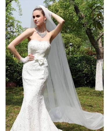 Bmirth Floral Lace Cathedral Length Wedding Veil - 118 Bridal Tulle Hair Accessories - Buy Online on GoSupps.com