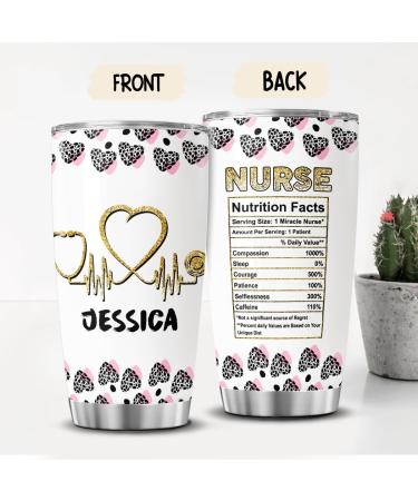 Personalized Nurse Tumbler - Custom 20 Oz Stainless Steel Travel Cup | Unique Nurse Gifts | Stethoscope Leopard Print | Ideal for Nurse's Day & Birthdays - Buy Online on GoSupps.com