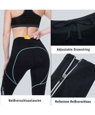 Buy Women's Long Winter Thermal Cycling Pants - Padded Quick Drying Elastic in Blue Line | Perfect for Cold Weather Cycling - Buy Online on GoSupps.com