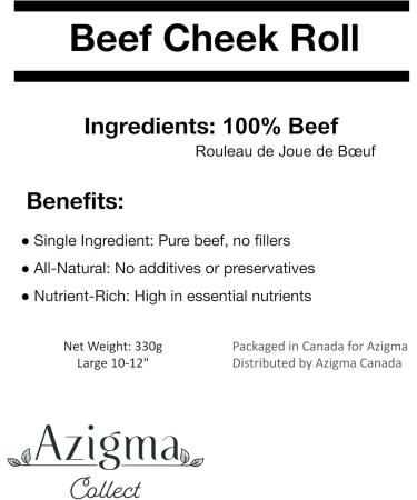 Beef Cheek Roll for Dogs Natural Chew Treat Large (10-12 inches) - Buy Online on GoSupps.com
