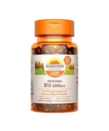 Sundown Vitamin B12 Microlozenges 6000 mcg Cherry Flavor 60 Count - Buy Online on GoSupps.com