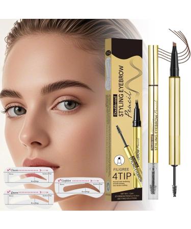 Eyebrow Pencil Waterproof Eyebrow Pencil with Gel - Sweat-Resistant Makeup Long-Lasting Cosmetic for Women and Girls Daily Use Work Travel Sports - Buy Online on GoSupps.com
