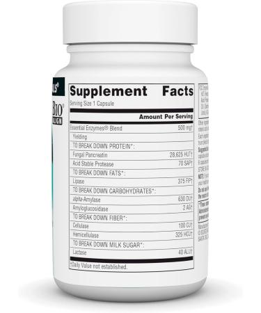 Source Naturals Essential Enzymes 500mg Bio-Aligned Multiple Enzyme Supplement Herbal Defense for Digestion Gas Constipation & Bloating Relief - Supports Immune System* - 60 Vegetarian Capsules Unflavored 60 Count (Pack of 1) - Buy Online on GoSupps.com