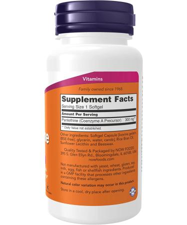 Now Foods Pantethine 300 mg - 60 Softgels for Energy & Metabolism Support - Buy Online on GoSupps.com