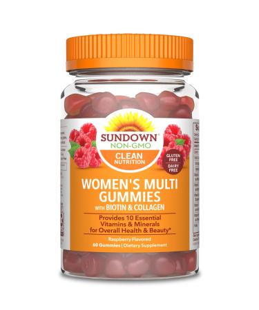Sundown Naturals Women's Multivitamin Gummies with Biotin Raspberry Flavored 60 Gummies