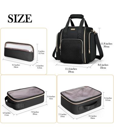 Prokva Travel Makeup Bag with 5 Removable Cases - Large Cosmetic Organizer with Strap and Storage Pockets - Black (Patented Design) - Buy Online on GoSupps.com