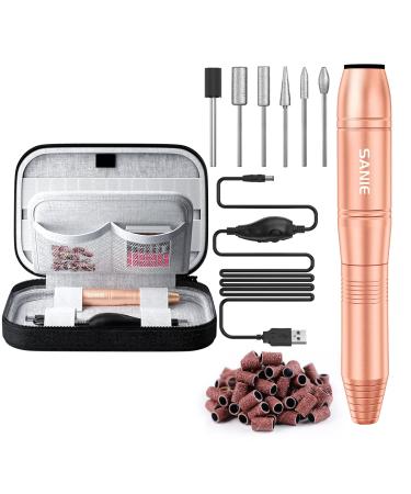 Sanie Electric Nail Drill Kit with Organizer Case, Portable Nail Drill Machine for Acrylic Nails, Professional Electric Nail File Set for Polish, Manicure, USB Nail Filer for Salon and Home Use, Gold - Buy Online on GoSupps.com