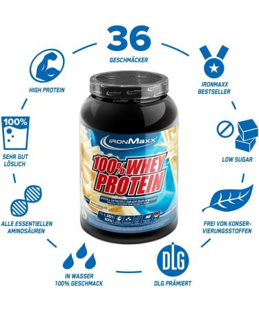 Ironmaxx 100% Whey Protein Powder - White Chocolate 900g | Low Sugar Water-Soluble Whey Protein | Variety of Flavors Available | International Shipping - Buy Online on GoSupps.com