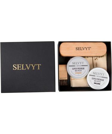 Selvyt 1890 SET V Shoe Care Kit Gift Box with Horse Hair Brushes Cloth and Polishes - Buy Online on GoSupps.com