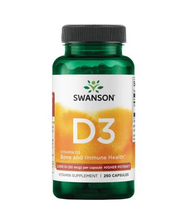 Swanson Higher Potency Vitamin D-3 2000 Iu - Sunshine Vitamin Bone Immune Support (50 mcg) 250 Capsules