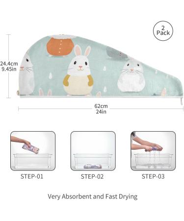 Winter Rabbit Hair Towel 2 Pack | Super Absorbent Quick Dry Hair Turbans for Women & Girls - Buy Online on GoSupps.com