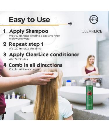 ClearLice 8 oz Hair Lice Treatment Shampoo - Natural & Effective One Day Treatment for Children & Teens - Fresh Peppermint Scent - Buy Online on GoSupps.com