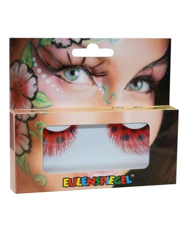 Eulenspiegel 000366 - artificial eyelashes red springs with black dots 1 ml of special eyelash glue instructions for carnival theme party red (red/black dotted)
