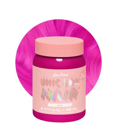 Lime Crime Unicorn Hair Dye Full Coverage  Juicy (Fuschia) - Vegan and Cruelty Free Semi-Permanent Hair Color Conditions & Moisturizes - Temporary Pink-Purple Hair Dye With Sugary Citrus Vanilla Scent