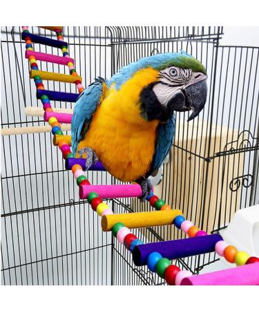 Bird Parrot Toys Ladders Swing Chewing Toys Hanging Pet Bird Cage Accessories Hammock Swing Toy for Small Parakeets Cockatiels, Lovebirds, Conures, Macaws, Lovebirds, Finches 18 Ladders 44 inches