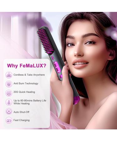 Buy Cordless Hair Straightener Brush - Portable Fast Heating Long-Lasting Battery USB Rechargeable | Ideal for Travel - Buy Online on GoSupps.com