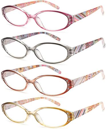 EYEURL Blue Light Blocking Reading Glasses for Women - 4 Pack Mix Colors 1.5x - Lightweight Oval Computer Readers with Anti Glare & UV Protection - Buy Online on GoSupps.com