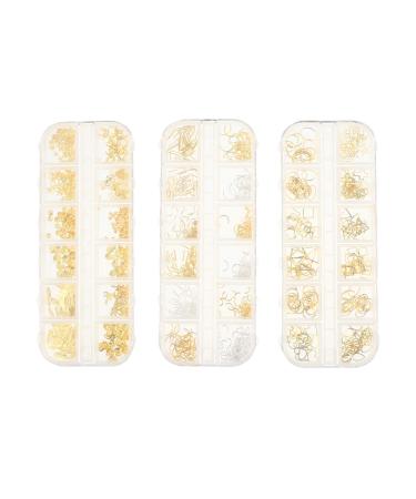 LALAFINA 3 Boxes Alloy Nail Accessories Metal Nail Charms Eye Gem Fake Nail Studs Nail Rhinestones Sticker Crystals Nail Diamonds Glitter Nail Sequins Resin Filler Japanese 3d Shell Pieces 13x5cm Assorted Color