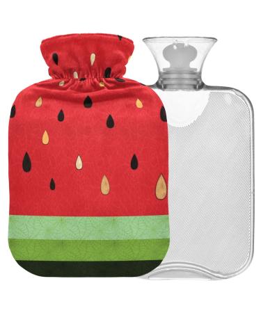 NAANLE CARTOON watermelon heat bottle with cover Transparent hot water bottle 1L heat bottle for bed handfeers Warmer pain relief heat and cold therapy