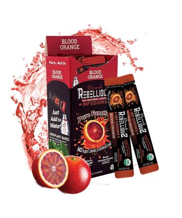 Rebellious Blood Orange Organic Drink Mix Organic Zero Calorie Energy Drink Mix | Monk Fruit & Green Tea Extract | L-Theanine + Natural Caffeine | 100% Plant-Based | Pack of 10 | Keto Gluten-Free Blood Orange 10 Count (Pa