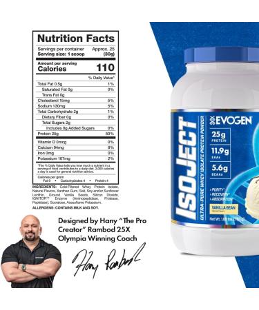 Evogen Isoject - Whey Protein Isolate | Ultra-Pure Whey Protein Powder with Ignitor Enzymes BCAAs and EAAs | Enhanced Absorption & Recovery | Vanilla Bean | 25 Servings - Buy Online on GoSupps.com