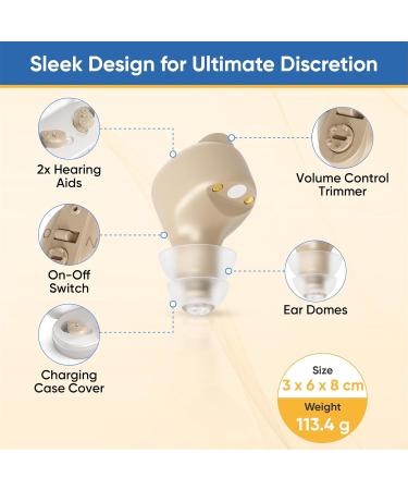 Hearing Aids - 2X Rechargeable In-the-Ear (ITE) Discreet & Comfortable Fit Long Battery Life Noise Reduction Technology Skin Tone - Buy Online on GoSupps.com