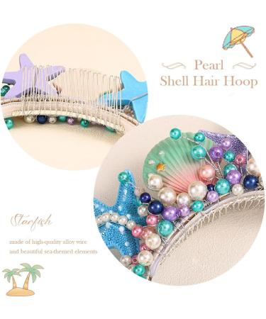 Zoestar Starfish Crown Headband Pearl Bridal Headpiece Seashell Hair Hoop Beach Wedding Hair Accessories for Women - Buy Online on GoSupps.com