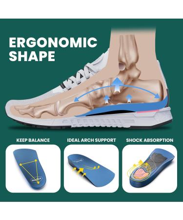 Plantar Fasciitis Heel Inserts - Welnove Arch Support Cushions for Foot Pain Relief Anti-Slip Orthotic Insoles for Flat Feet & Heel Spurs - Women s Size 6-10 Blue - Buy Online on GoSupps.com