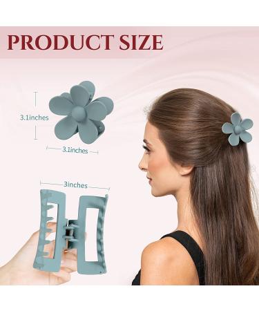 8 Pack Medium Claw Clips - Cute Flower & Square Hair Clips for Women and Girls - Matte Hair Claws - 2 Styles for Thick and Thin Hair - Buy Online on GoSupps.com