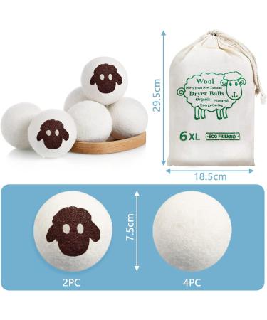 Vipnaji 6-Piece Natural Wool Dryer Balls - Eco-Friendly Fabric Softener for Tumble Dryers & Down Jackets - Buy Online on GoSupps.com