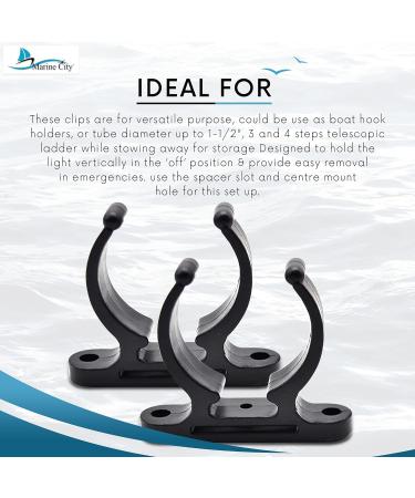 MARINE CITY Black Nylon Ladder Hooks - Pack of 2 | Easy Access Holder Bracket for Boats & Yachts | Light Weighted & Best Grip 1-1/2 Inches Pole Storage Clip - Buy Online on GoSupps.com