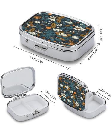 Pill Box Wild Nature Print - 2 Compartment Portable Pill Organizer | Decorative Metal Case for Pocket & Purse - Buy Online on GoSupps.com