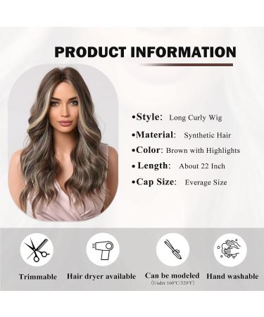 HAIRCUBE Brown Curly Wig for Women | Synthetic Hair with Highlights and Middle Parting - Buy Online on GoSupps.com