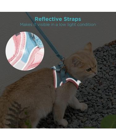 Adjustable Escape-Proof Cat Dishes & Harness Set - Reflective Stripes in Pink & Blue for Small Cats | Geeric International Shipping - Buy Online on GoSupps.com